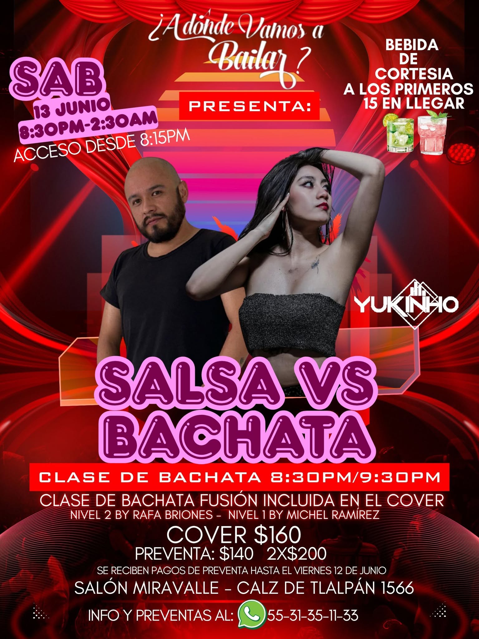 Flier de Salsa vs Bachata · A dónde vamos a bailar