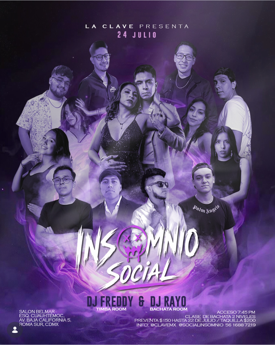 Flyer de Insomnio Social · Bachata y Timba