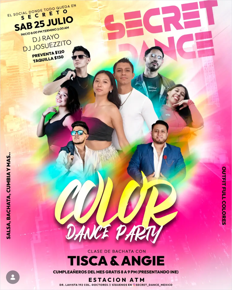 Flyer de Secret Dance · Color Dance Party