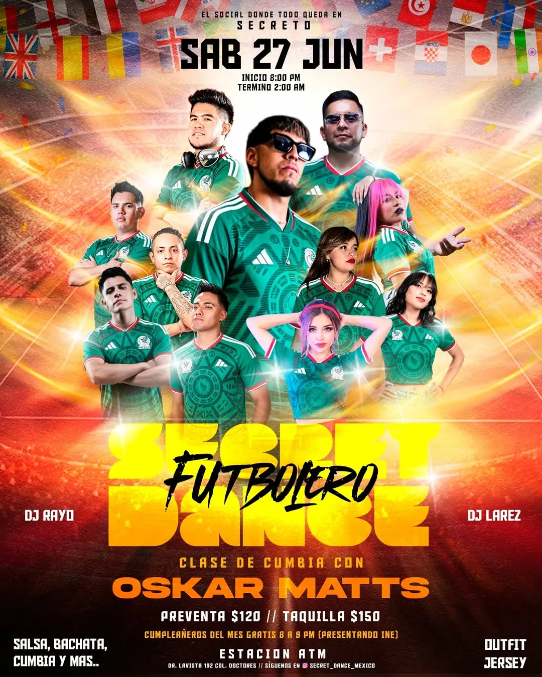 Flier de Secret Dance Futbolero